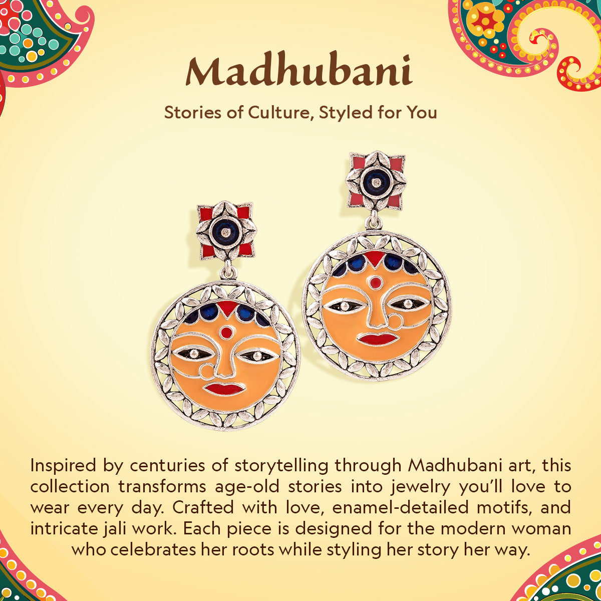 Madhubani Vihang Vibes Oxidised Enamel Bracelet