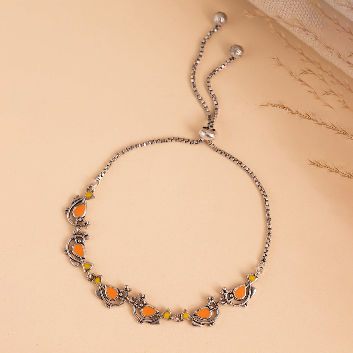 Madhubani Vihang Vibes Oxidised Enamel Bracelet