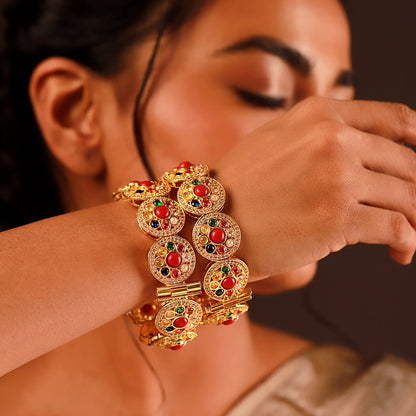 Navratan Divine Flora Hinge Bangles