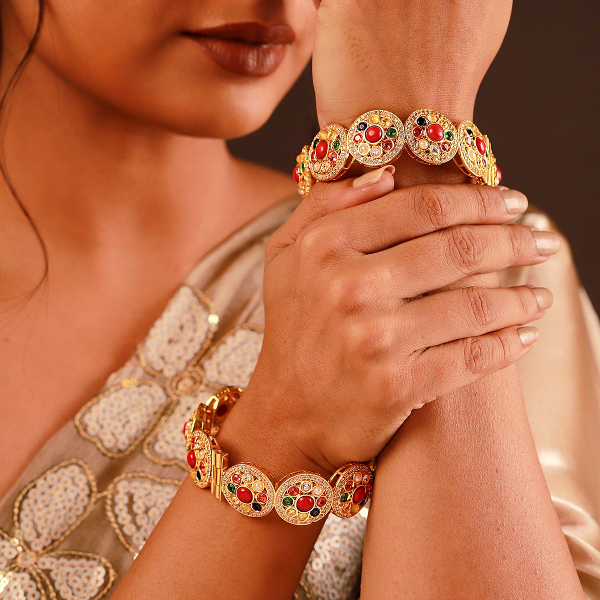 Navratan Divine Flora Hinge Bangles