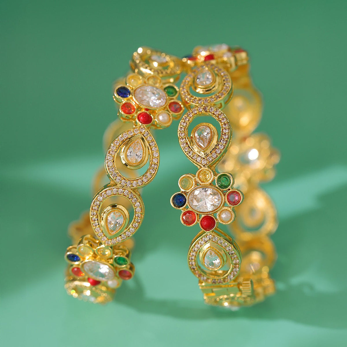 Navratan Liquid Radiance Hinge Bangles