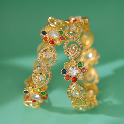 Navratan Liquid Radiance Hinge Bangles