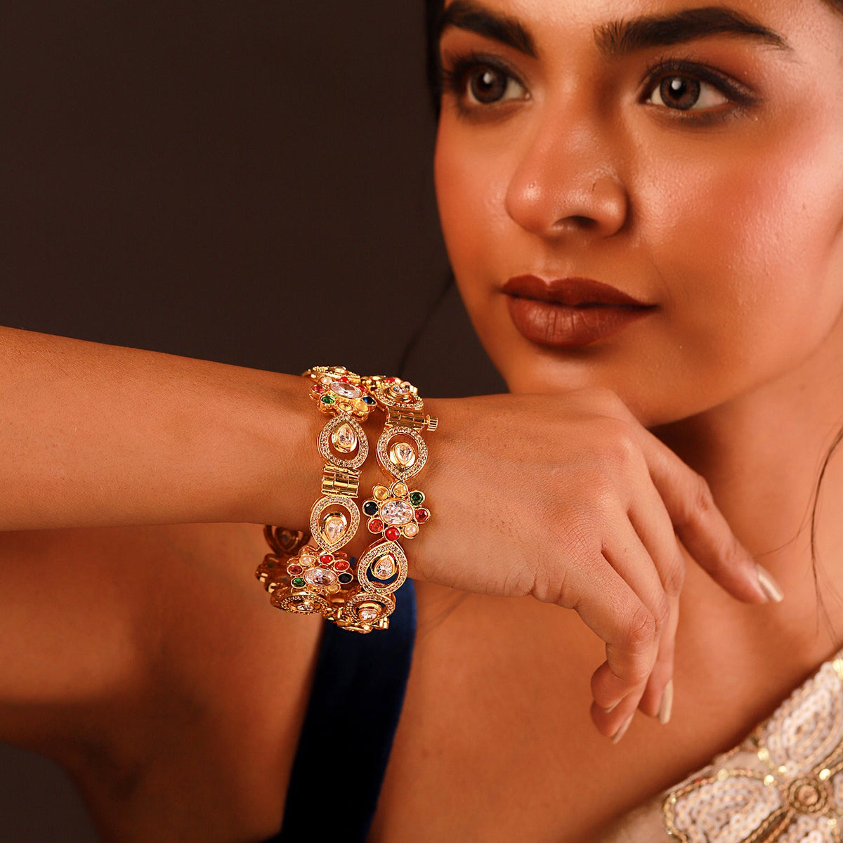 Navratan Liquid Radiance Hinge Bangles