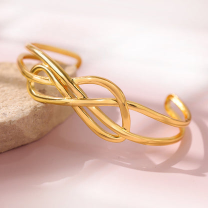 Valentine’s Day Golden Intertwined Infinity Cuff Bracelet