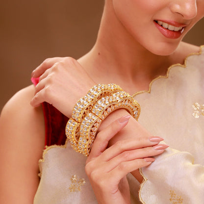 Queens of Rajasthan Gul Kundan Openable Bangles