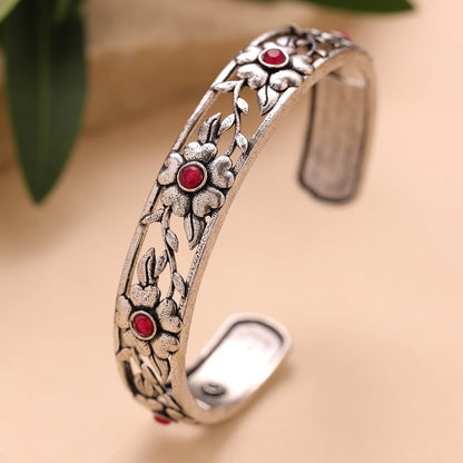 Phulwari Gulika Floral Oxidised Cuff Bracelet