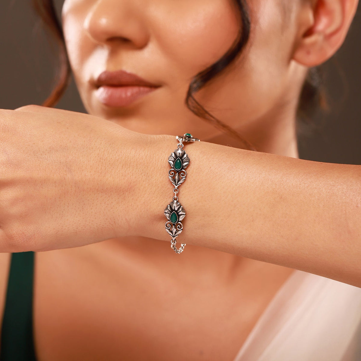 Phulwari Pushpita Belle Oxidised Link Bracelet
