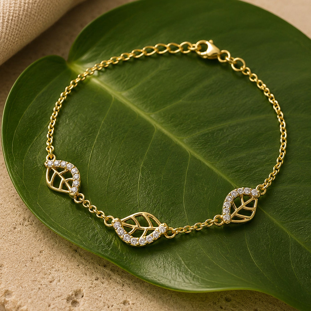 Leafy Affair  Petal Cluster Link Bracelet