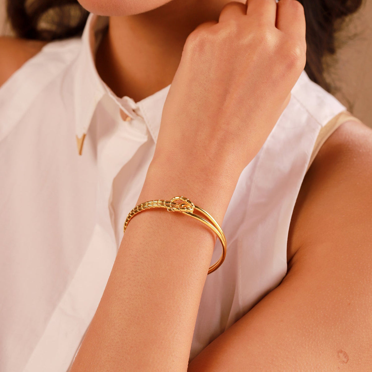 Valentine’s Day Golden Knotted Love Cuff Bracelet