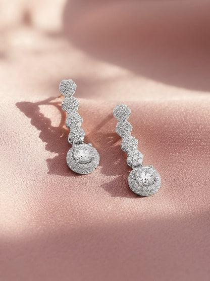 925 Fine Silver Rhodium Plated Dangler Earrings