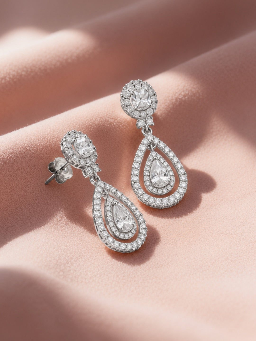 925 Fine Silver Rhodium Plated Drop Earrings