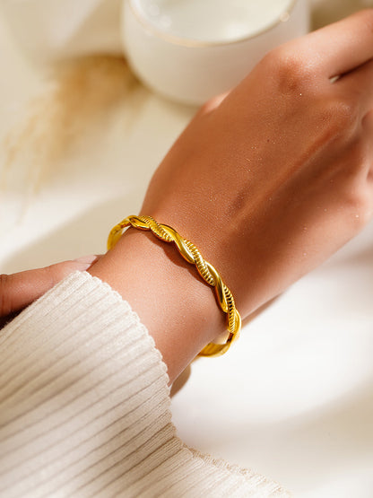 Demi Fine 18K Gold Plated Stainless Steel Twisted Textured Bracelet