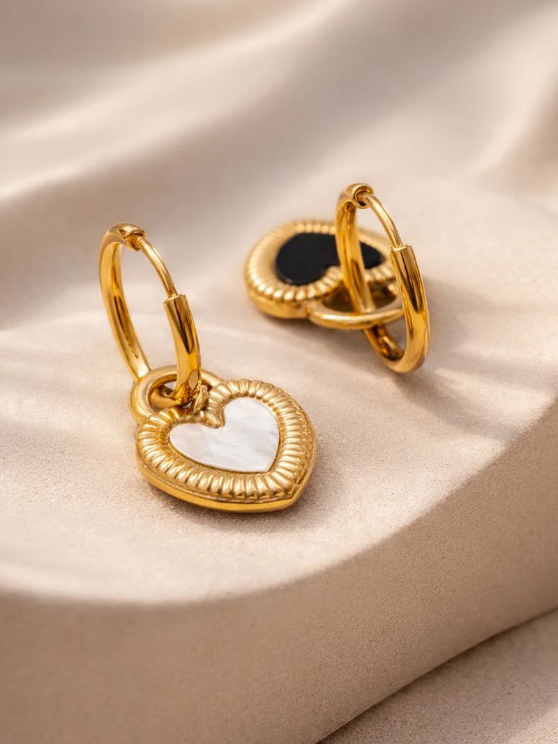 Demi Fine 18K Gold Plated Stainless steel Reversible Heart Drop Hoops