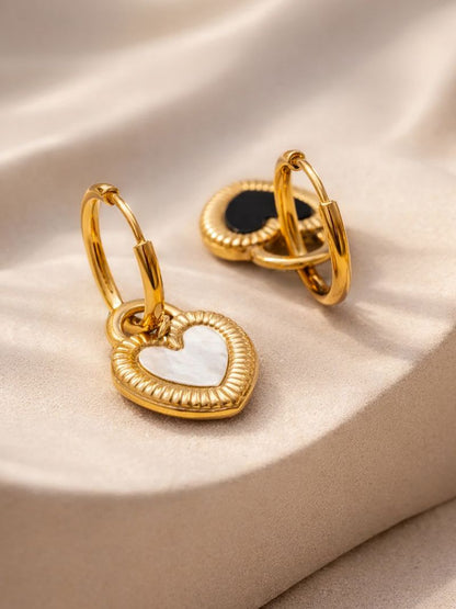 Demi Fine 18K Gold Plated Stainless steel Reversible Heart Drop Hoops